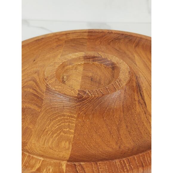 Kalmar Teak Wood Dip & Chip Platter Serving Tray Center Piece 12" Thailand Vtg - Picture 6 of 14